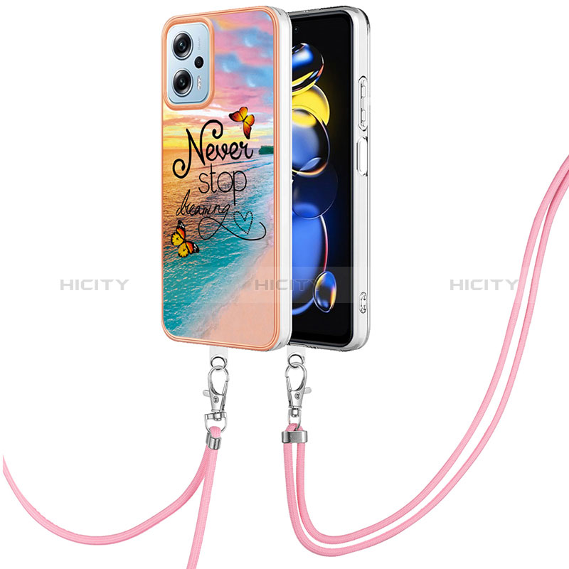 Coque Silicone Motif Fantaisie Souple Couleur Unie Etui Housse avec Laniere Strap YB3 pour Xiaomi Redmi K50i 5G Mixte Plus