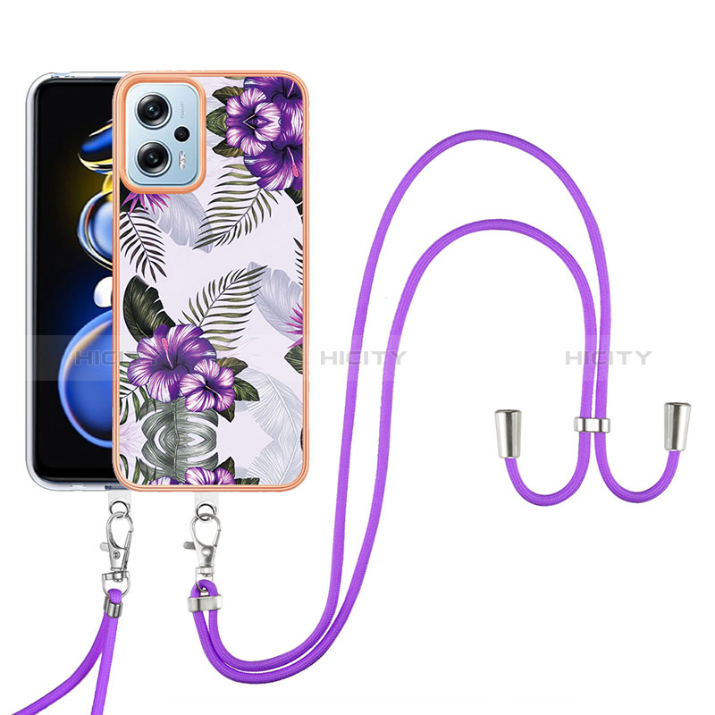 Coque Silicone Motif Fantaisie Souple Couleur Unie Etui Housse avec Laniere Strap YB3 pour Xiaomi Redmi K50i 5G Plus