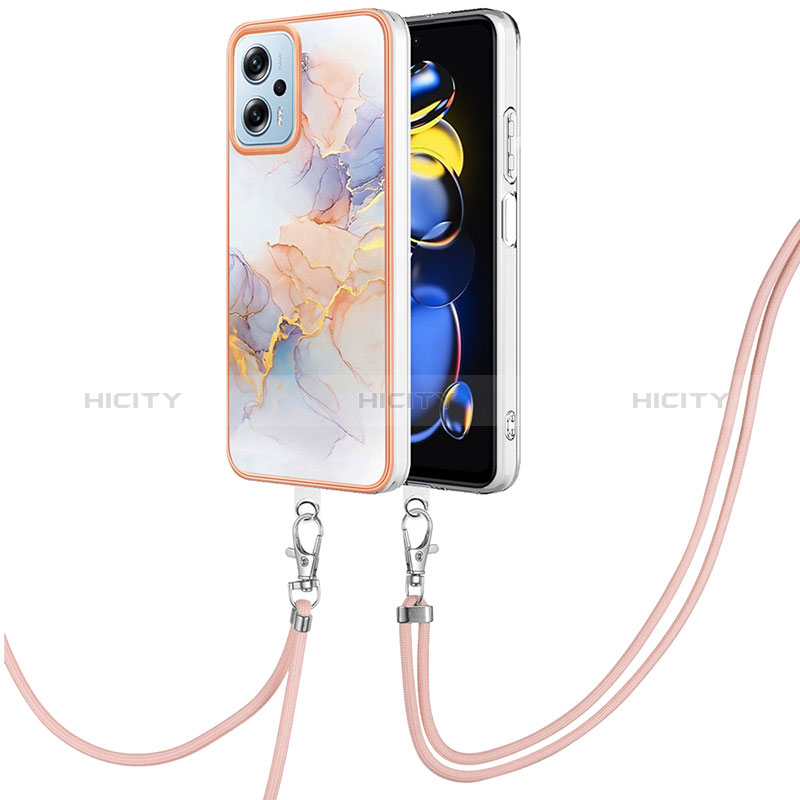 Coque Silicone Motif Fantaisie Souple Couleur Unie Etui Housse avec Laniere Strap YB3 pour Xiaomi Redmi Note 11T Pro 5G Plus