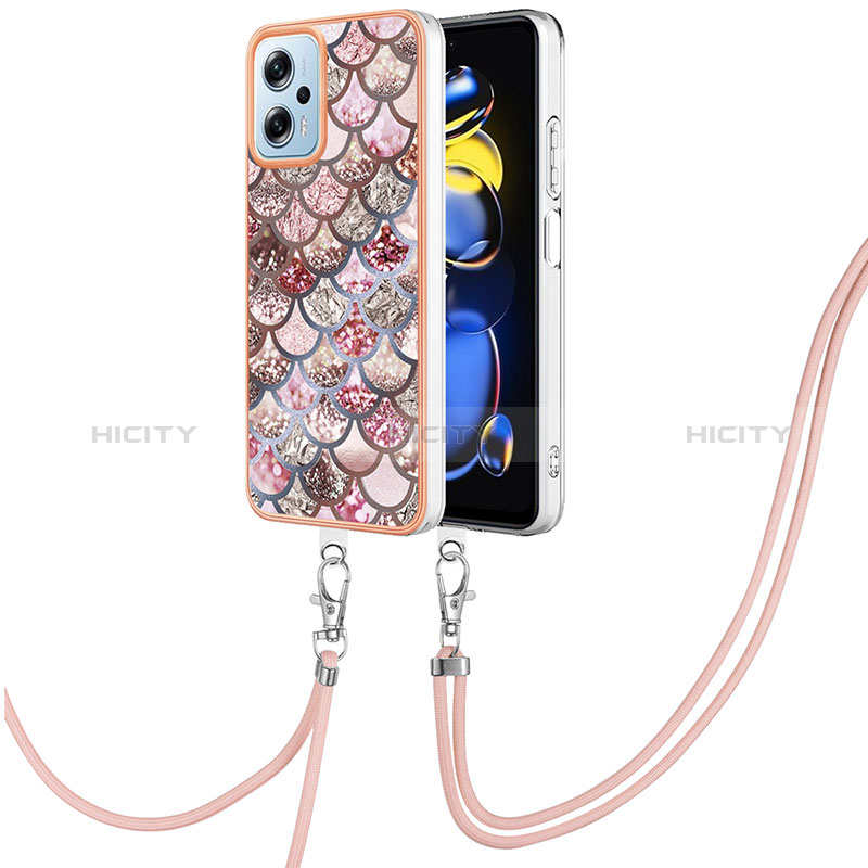 Coque Silicone Motif Fantaisie Souple Couleur Unie Etui Housse avec Laniere Strap YB3 pour Xiaomi Redmi Note 11T Pro 5G Plus