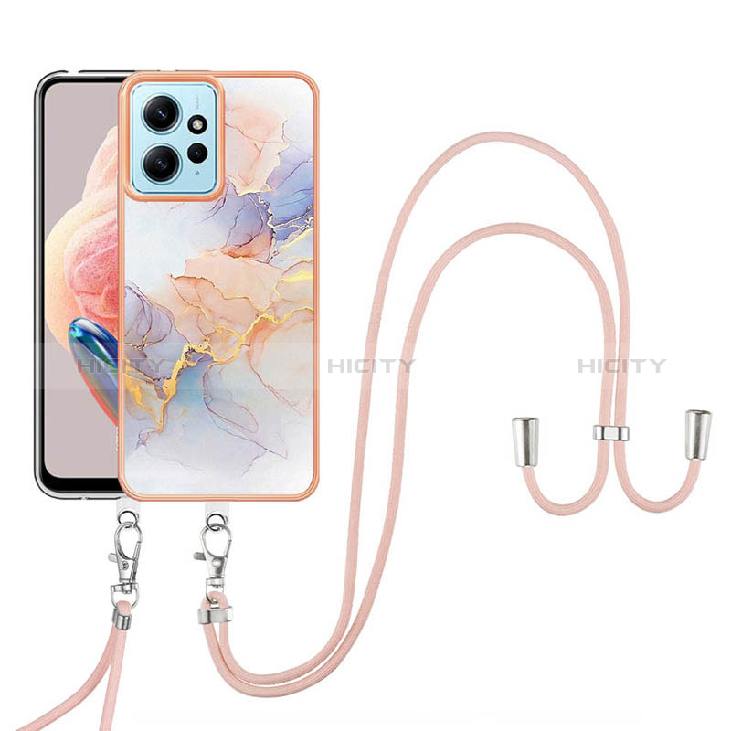 Coque Silicone Motif Fantaisie Souple Couleur Unie Etui Housse avec Laniere Strap YB3 pour Xiaomi Redmi Note 12 4G Plus