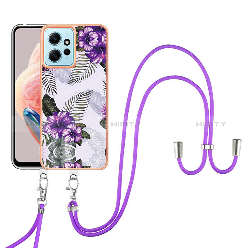 Coque Silicone Motif Fantaisie Souple Couleur Unie Etui Housse avec Laniere Strap YB3 pour Xiaomi Redmi Note 12 4G Plus