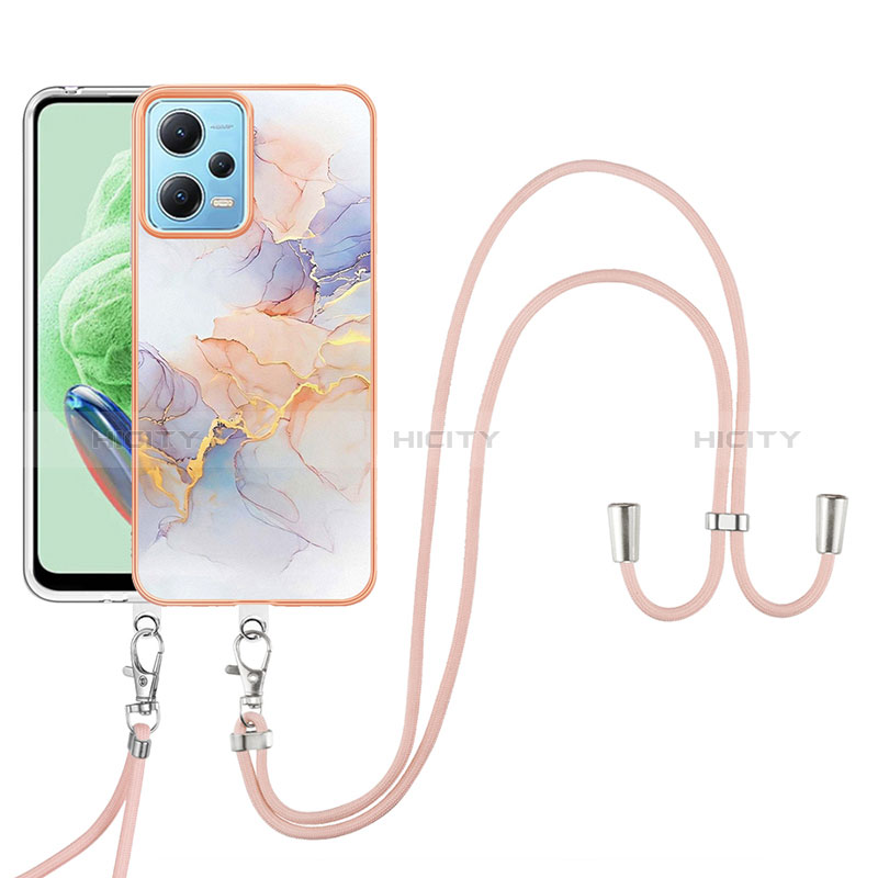 Coque Silicone Motif Fantaisie Souple Couleur Unie Etui Housse avec Laniere Strap YB3 pour Xiaomi Redmi Note 12 5G Plus