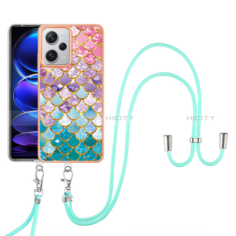 Coque Silicone Motif Fantaisie Souple Couleur Unie Etui Housse avec Laniere Strap YB3 pour Xiaomi Redmi Note 12 Explorer Plus