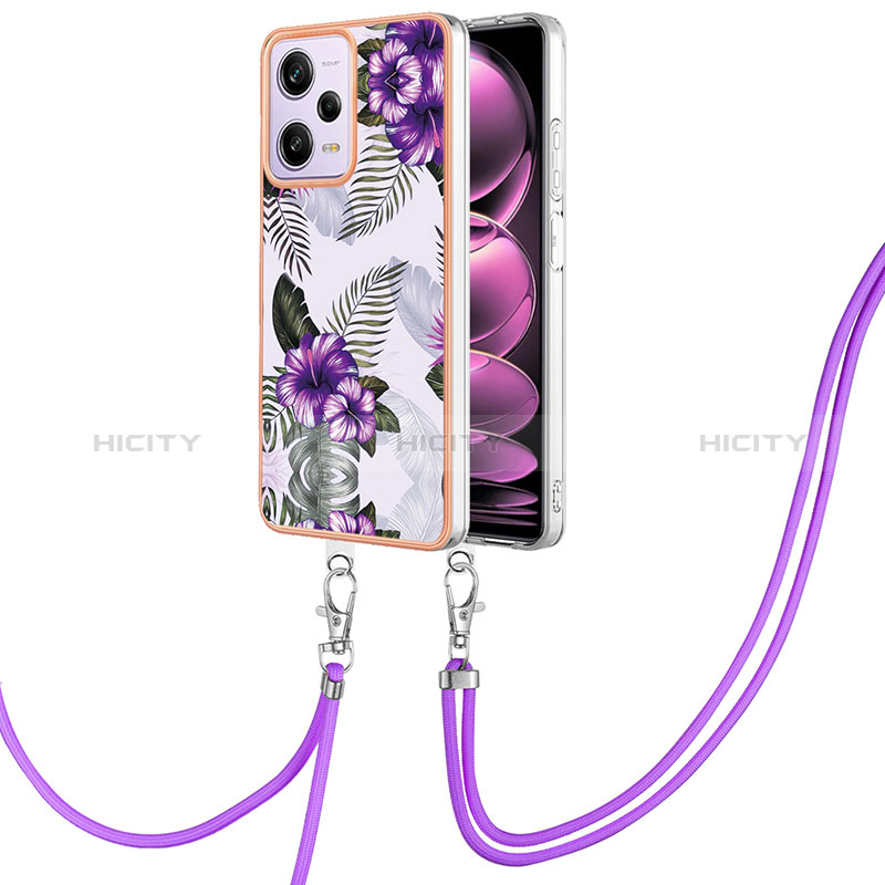 Coque Silicone Motif Fantaisie Souple Couleur Unie Etui Housse avec Laniere Strap YB3 pour Xiaomi Redmi Note 12 Pro 5G Plus