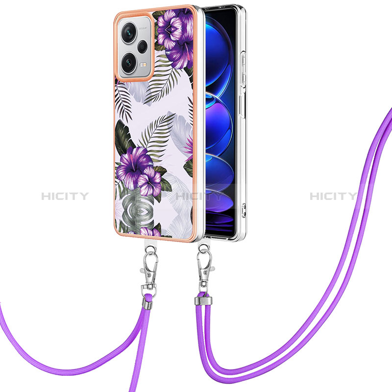 Coque Silicone Motif Fantaisie Souple Couleur Unie Etui Housse avec Laniere Strap YB3 pour Xiaomi Redmi Note 12 Pro+ Plus 5G Plus