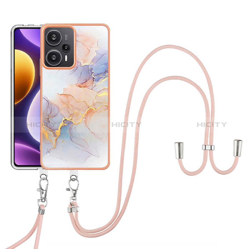 Coque Silicone Motif Fantaisie Souple Couleur Unie Etui Housse avec Laniere Strap YB3 pour Xiaomi Redmi Note 12 Turbo 5G Plus