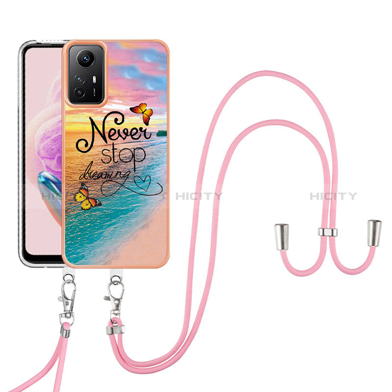 Coque Silicone Motif Fantaisie Souple Couleur Unie Etui Housse avec Laniere Strap YB3 pour Xiaomi Redmi Note 12S Mixte Plus