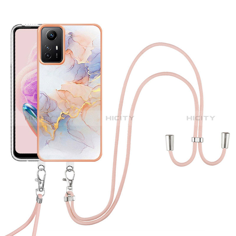 Coque Silicone Motif Fantaisie Souple Couleur Unie Etui Housse avec Laniere Strap YB3 pour Xiaomi Redmi Note 12S Plus