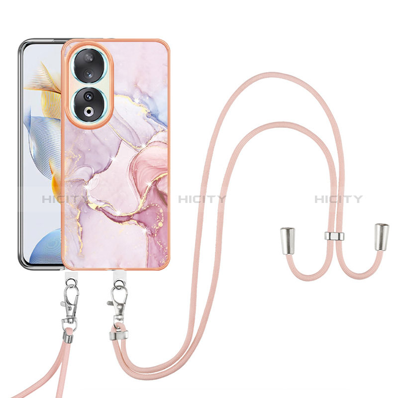 Coque Silicone Motif Fantaisie Souple Couleur Unie Etui Housse avec Laniere Strap YB5 pour Huawei Honor 90 5G Plus