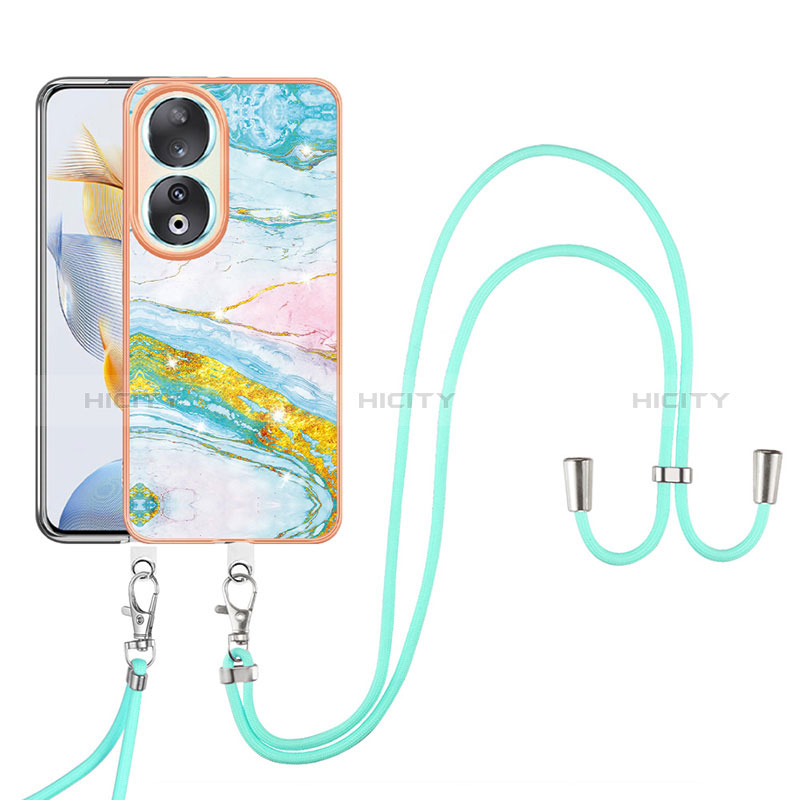 Coque Silicone Motif Fantaisie Souple Couleur Unie Etui Housse avec Laniere Strap YB5 pour Huawei Honor 90 5G Plus