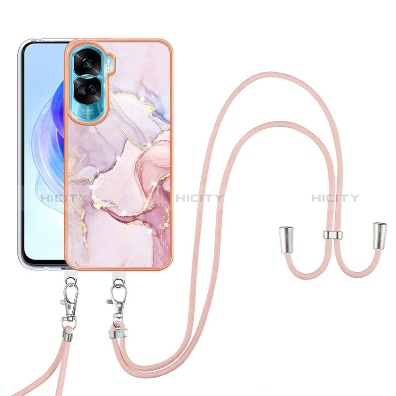 Coque Silicone Motif Fantaisie Souple Couleur Unie Etui Housse avec Laniere Strap YB5 pour Huawei Honor 90 Lite 5G Plus