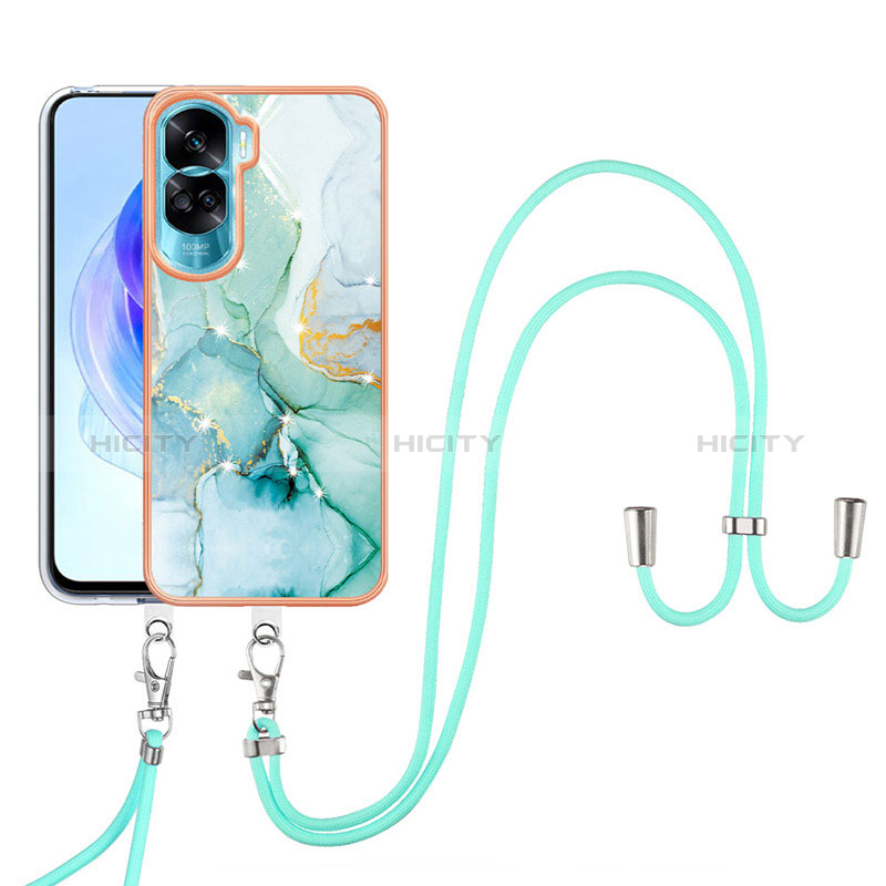 Coque Silicone Motif Fantaisie Souple Couleur Unie Etui Housse avec Laniere Strap YB5 pour Huawei Honor 90 Lite 5G Plus