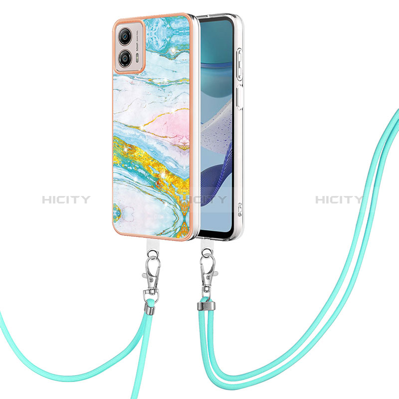 Coque Silicone Motif Fantaisie Souple Couleur Unie Etui Housse avec Laniere Strap YB5 pour Motorola Moto G53 5G Plus