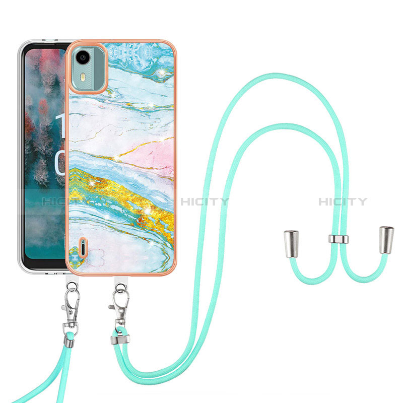 Coque Silicone Motif Fantaisie Souple Couleur Unie Etui Housse avec Laniere Strap YB5 pour Nokia C12 Colorful Plus