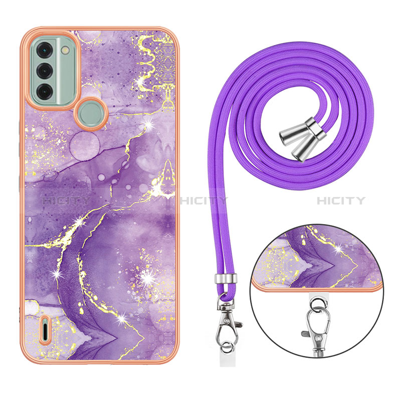 Coque Silicone Motif Fantaisie Souple Couleur Unie Etui Housse avec Laniere Strap YB5 pour Nokia C31 Plus