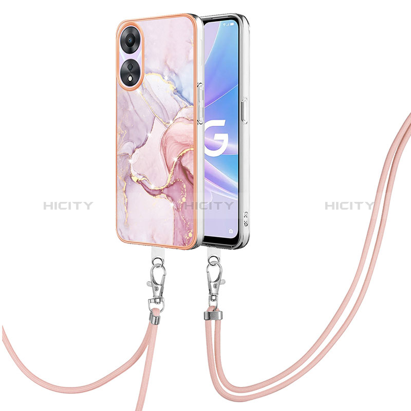 Coque Silicone Motif Fantaisie Souple Couleur Unie Etui Housse avec Laniere Strap YB5 pour Oppo A78 5G Violet Clair Plus