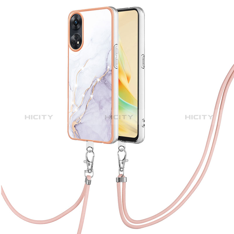 Coque Silicone Motif Fantaisie Souple Couleur Unie Etui Housse avec Laniere Strap YB5 pour Oppo Reno8 T 4G Plus