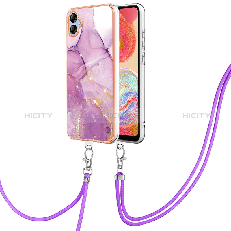 Coque Silicone Motif Fantaisie Souple Couleur Unie Etui Housse avec Laniere Strap YB5 pour Samsung Galaxy A04 4G Plus