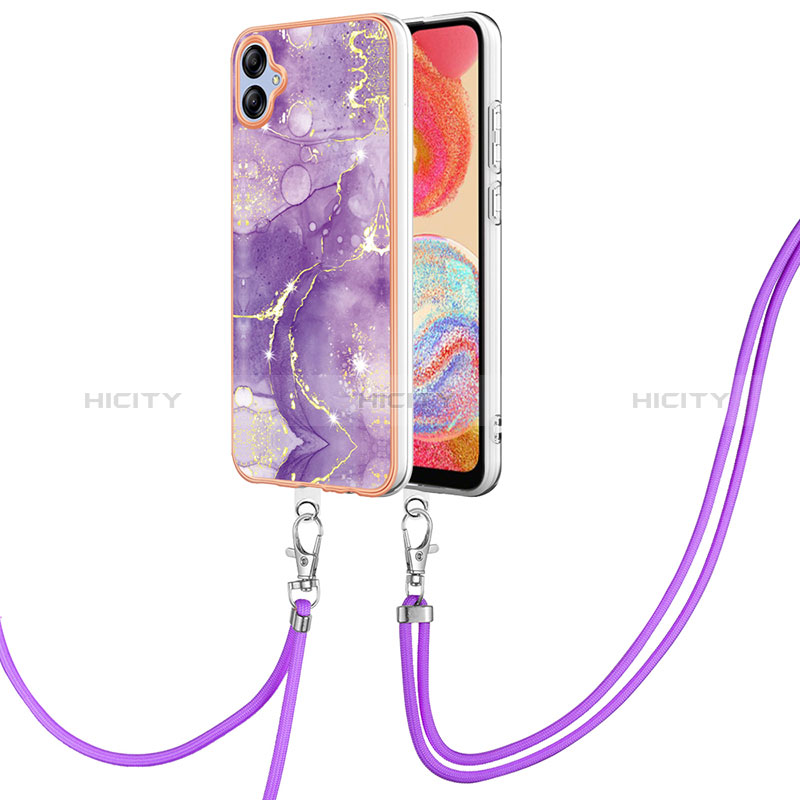 Coque Silicone Motif Fantaisie Souple Couleur Unie Etui Housse avec Laniere Strap YB5 pour Samsung Galaxy A04 4G Plus