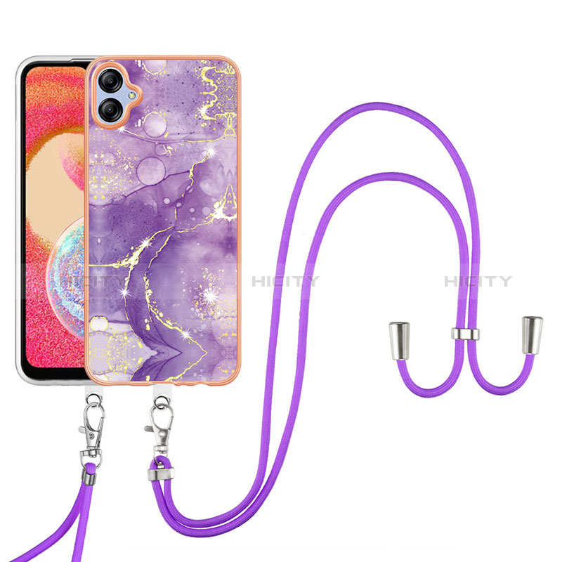 Coque Silicone Motif Fantaisie Souple Couleur Unie Etui Housse avec Laniere Strap YB5 pour Samsung Galaxy A04 4G Plus