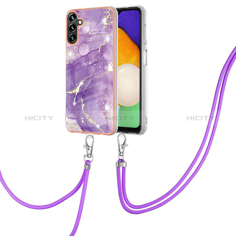 Coque Silicone Motif Fantaisie Souple Couleur Unie Etui Housse avec Laniere Strap YB5 pour Samsung Galaxy A34 5G Plus