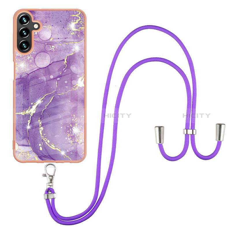 Coque Silicone Motif Fantaisie Souple Couleur Unie Etui Housse avec Laniere Strap YB5 pour Samsung Galaxy A34 5G Plus