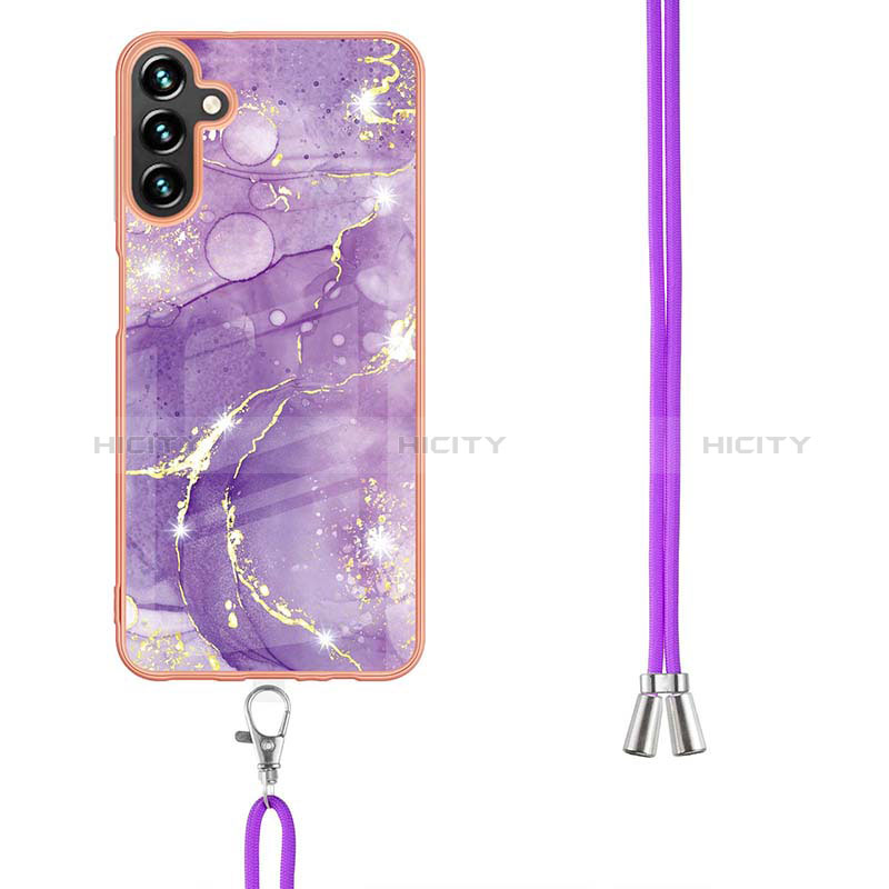 Coque Silicone Motif Fantaisie Souple Couleur Unie Etui Housse avec Laniere Strap YB5 pour Samsung Galaxy A34 5G Plus