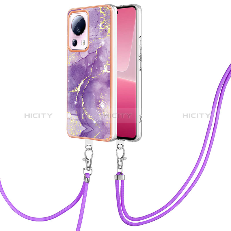 Coque Silicone Motif Fantaisie Souple Couleur Unie Etui Housse avec Laniere Strap YB5 pour Xiaomi Civi 2 5G Violet Plus