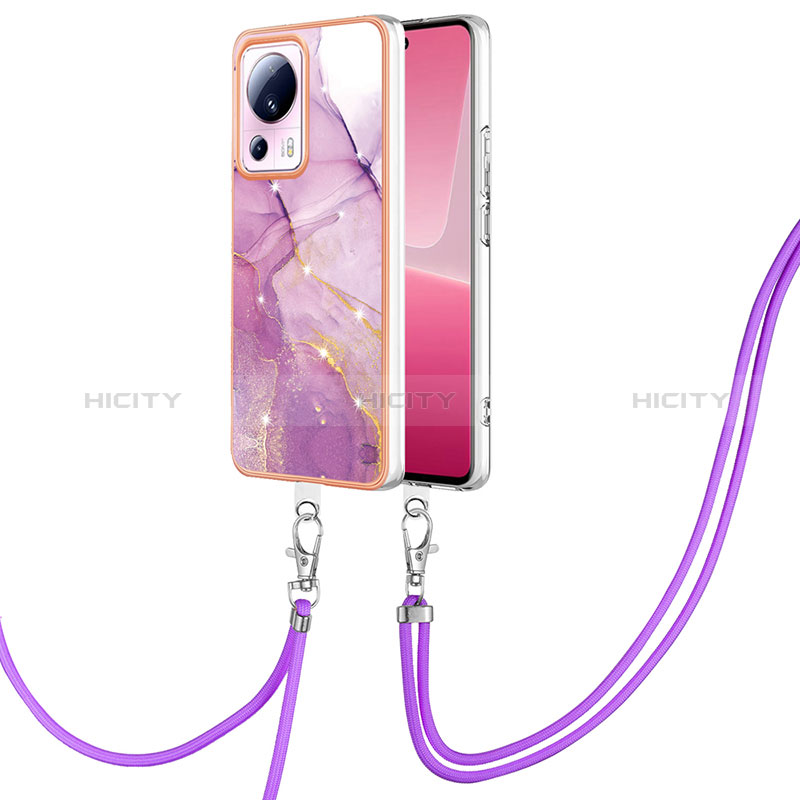 Coque Silicone Motif Fantaisie Souple Couleur Unie Etui Housse avec Laniere Strap YB5 pour Xiaomi Civi 2 5G Violet Clair Plus