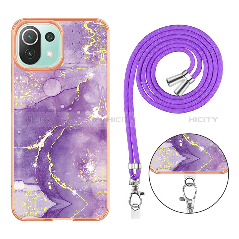 Coque Silicone Motif Fantaisie Souple Couleur Unie Etui Housse avec Laniere Strap YB5 pour Xiaomi Mi 11 Lite 5G NE Plus