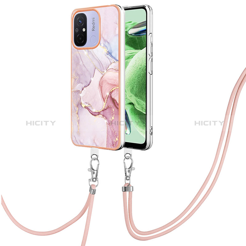 Coque Silicone Motif Fantaisie Souple Couleur Unie Etui Housse avec Laniere Strap YB5 pour Xiaomi Poco C55 Plus