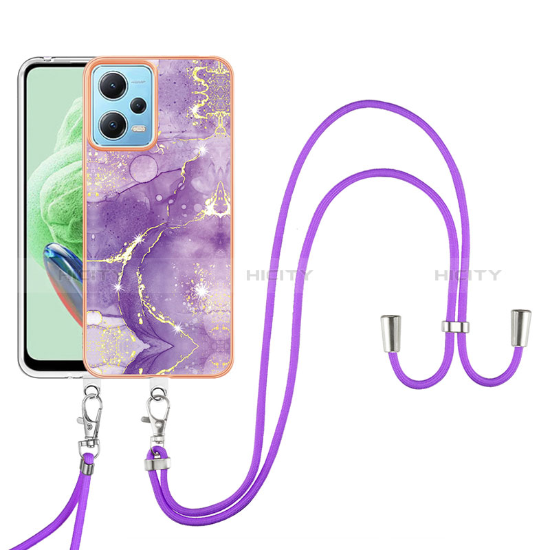 Coque Silicone Motif Fantaisie Souple Couleur Unie Etui Housse avec Laniere Strap YB5 pour Xiaomi Poco X5 5G Plus