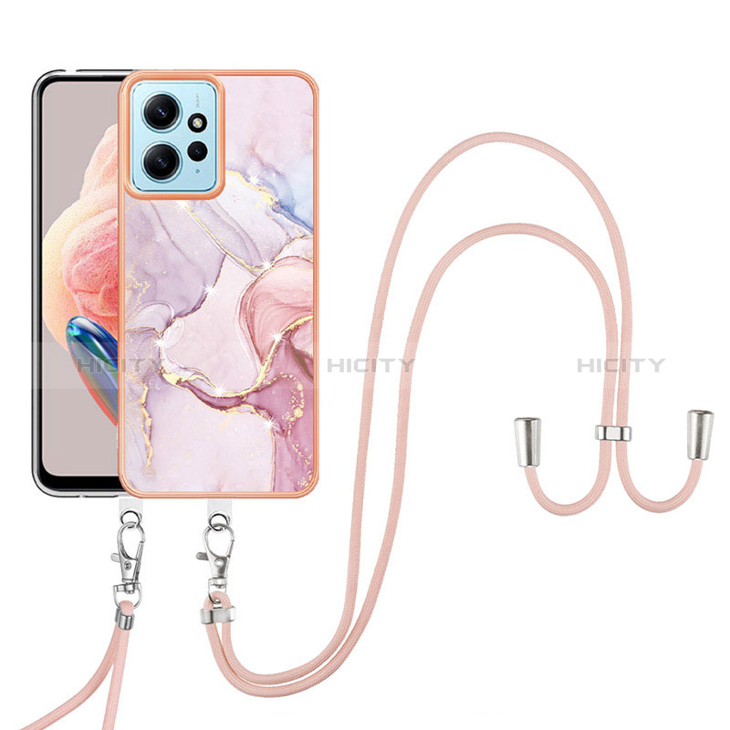 Coque Silicone Motif Fantaisie Souple Couleur Unie Etui Housse avec Laniere Strap YB5 pour Xiaomi Redmi Note 12 4G Plus