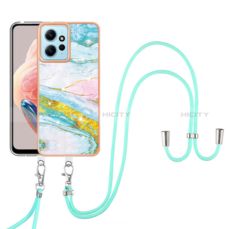 Coque Silicone Motif Fantaisie Souple Couleur Unie Etui Housse avec Laniere Strap YB5 pour Xiaomi Redmi Note 12 4G Plus