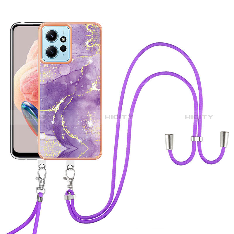 Coque Silicone Motif Fantaisie Souple Couleur Unie Etui Housse avec Laniere Strap YB5 pour Xiaomi Redmi Note 12 4G Plus