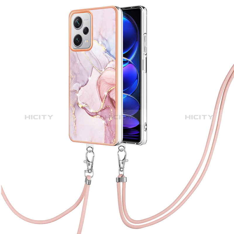 Coque Silicone Motif Fantaisie Souple Couleur Unie Etui Housse avec Laniere Strap YB5 pour Xiaomi Redmi Note 12 Explorer Plus