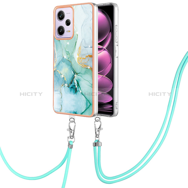 Coque Silicone Motif Fantaisie Souple Couleur Unie Etui Housse avec Laniere Strap YB5 pour Xiaomi Redmi Note 12 Pro 5G Plus