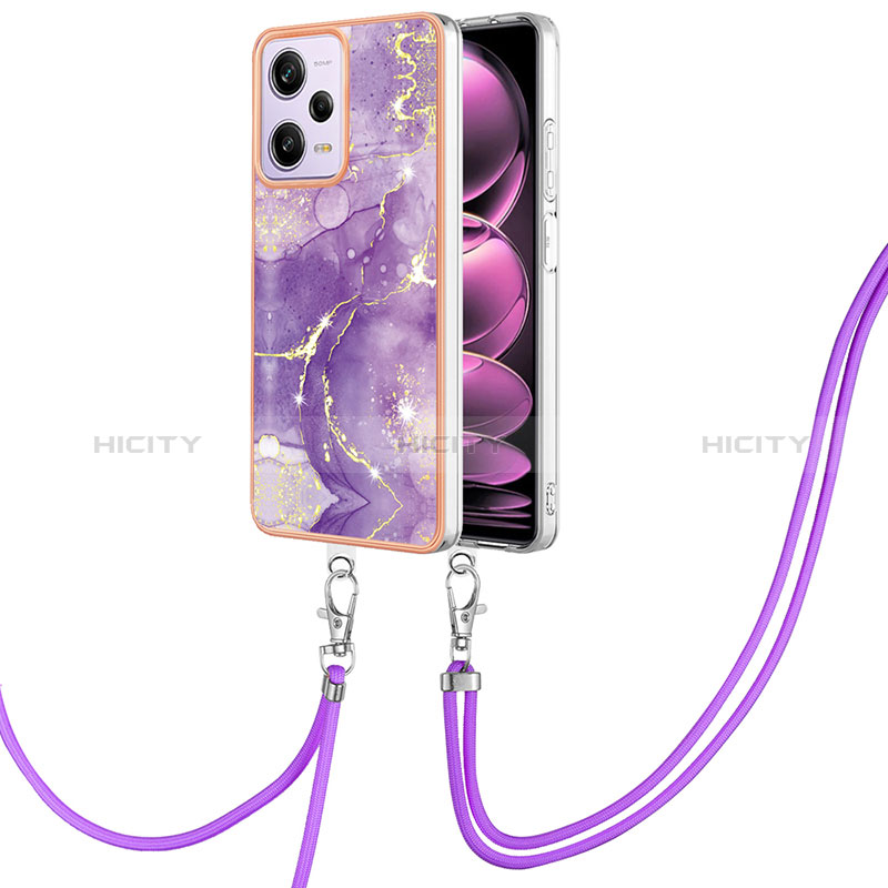 Coque Silicone Motif Fantaisie Souple Couleur Unie Etui Housse avec Laniere Strap YB5 pour Xiaomi Redmi Note 12 Pro 5G Plus