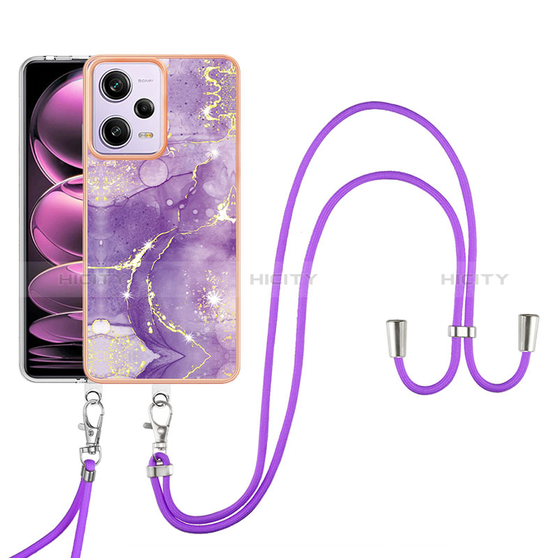 Coque Silicone Motif Fantaisie Souple Couleur Unie Etui Housse avec Laniere Strap YB5 pour Xiaomi Redmi Note 12 Pro 5G Plus