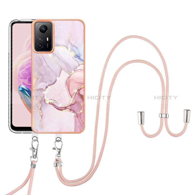 Coque Silicone Motif Fantaisie Souple Couleur Unie Etui Housse avec Laniere Strap YB5 pour Xiaomi Redmi Note 12S Plus