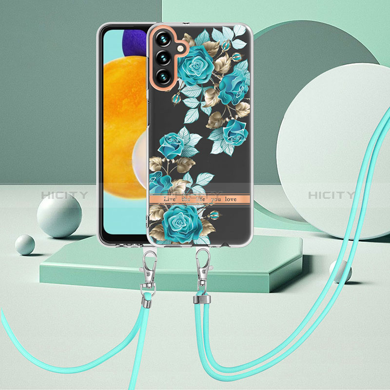 Coque Silicone Motif Fantaisie Souple Couleur Unie Etui Housse avec Laniere Strap YB6 pour Samsung Galaxy A34 5G Plus