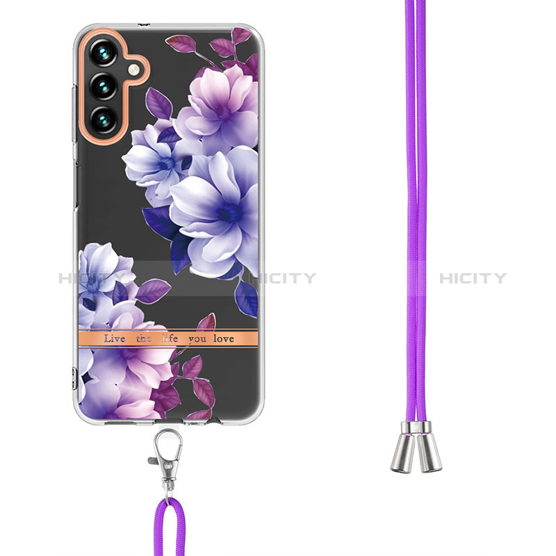 Coque Silicone Motif Fantaisie Souple Couleur Unie Etui Housse avec Laniere Strap YB6 pour Samsung Galaxy Quantum4 5G Plus