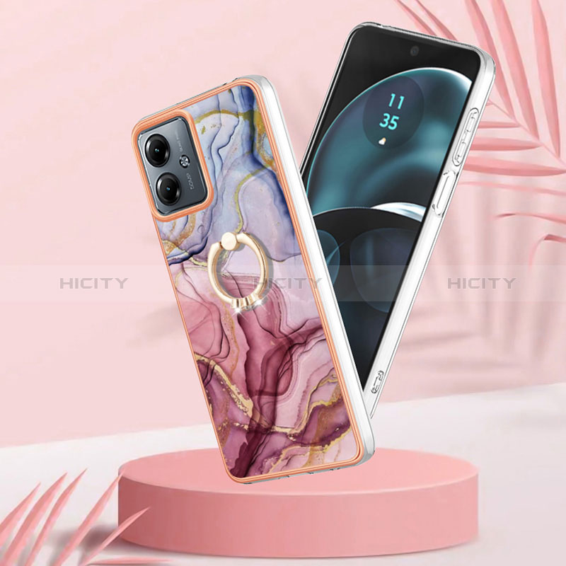 Coque Silicone Motif Fantaisie Souple Couleur Unie Etui Housse avec Laniere Strap YB7 pour Motorola Moto G14 Plus