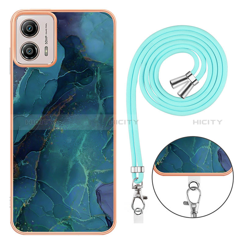 Coque Silicone Motif Fantaisie Souple Couleur Unie Etui Housse avec Laniere Strap YB7 pour Motorola Moto G53 5G Plus