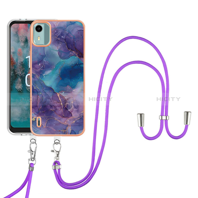 Coque Silicone Motif Fantaisie Souple Couleur Unie Etui Housse avec Laniere Strap YB7 pour Nokia C12 Plus