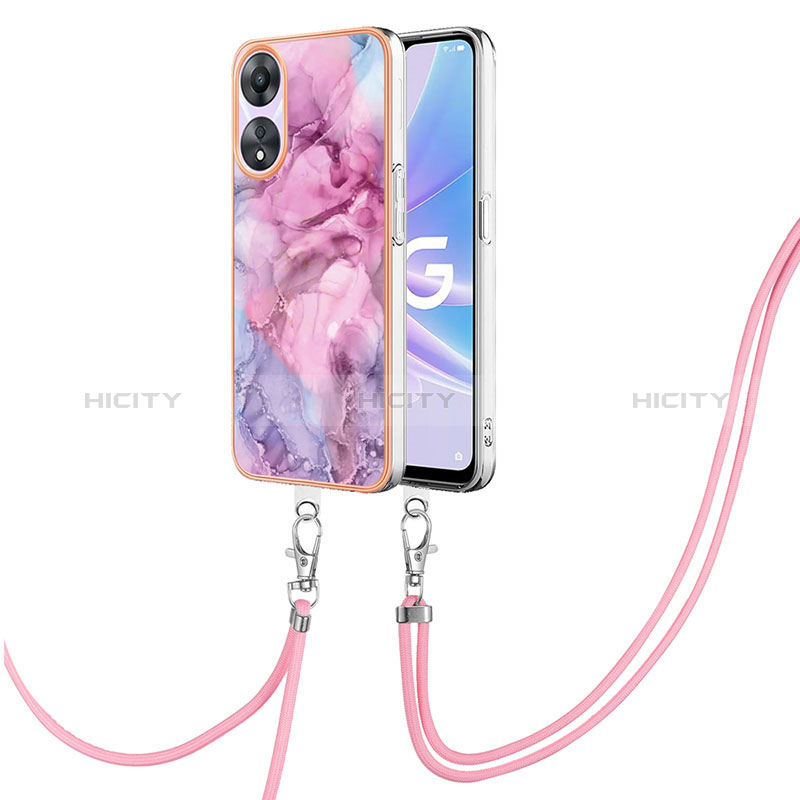 Coque Silicone Motif Fantaisie Souple Couleur Unie Etui Housse avec Laniere Strap YB7 pour Oppo A58 5G Plus