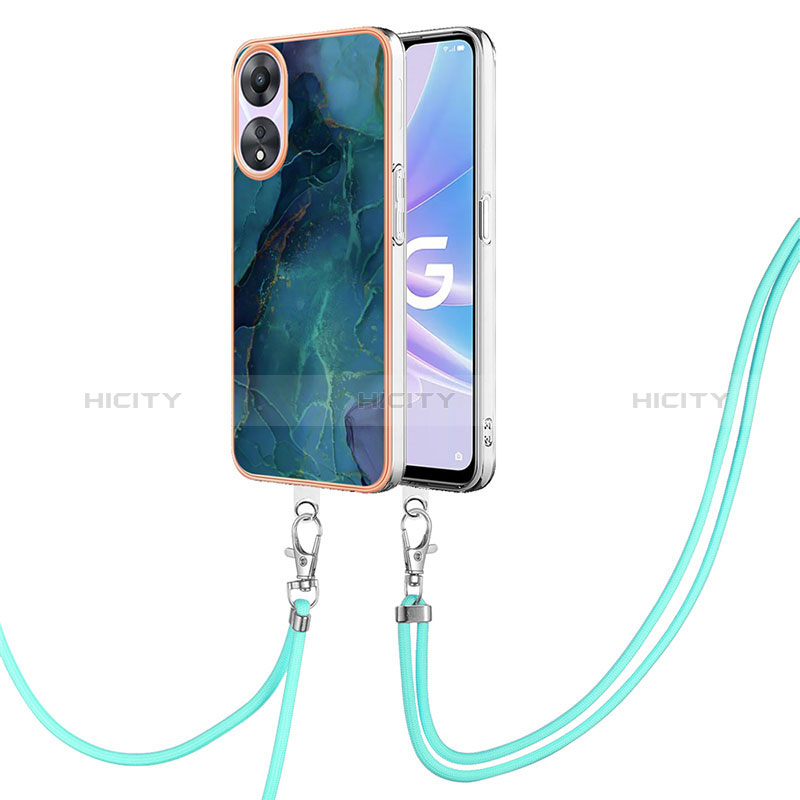 Coque Silicone Motif Fantaisie Souple Couleur Unie Etui Housse avec Laniere Strap YB7 pour Oppo A58 5G Plus