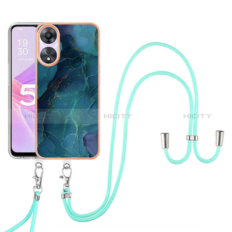 Coque Silicone Motif Fantaisie Souple Couleur Unie Etui Housse avec Laniere Strap YB7 pour Oppo A58 5G Plus