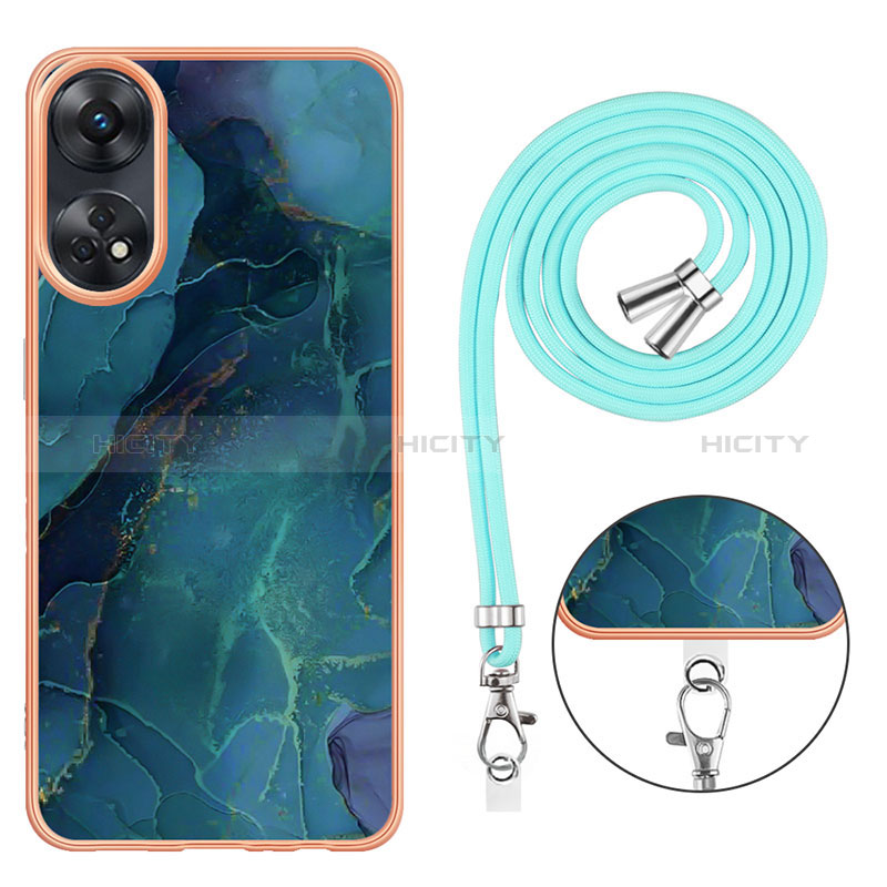 Coque Silicone Motif Fantaisie Souple Couleur Unie Etui Housse avec Laniere Strap YB7 pour Oppo Reno8 T 4G Plus